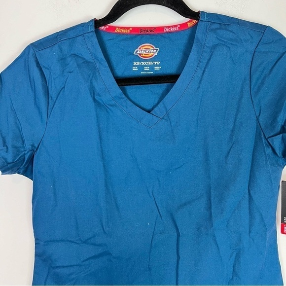 Dickies Scrubs Top womens XS Blue EDS Signature Shirt Front Pockets Short Sleeve - Picture 2 of 9